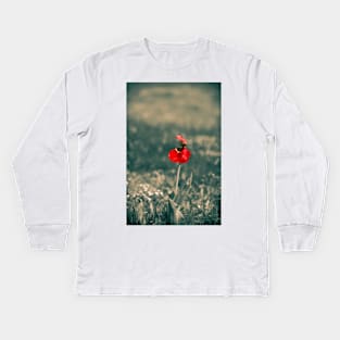 Lonely Red Flower Kids Long Sleeve T-Shirt